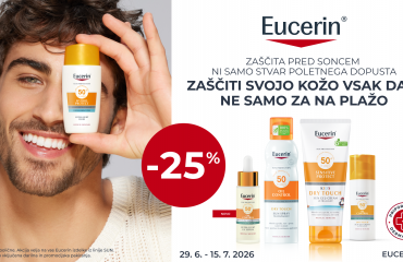 eucerin SUN izdelki -25% od: 29.6-15.7.