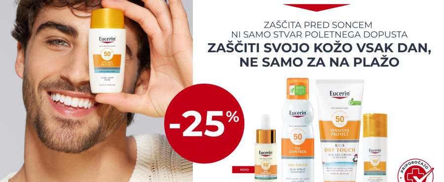 eucerin SUN izdelki -25% od: 29.6-15.7.